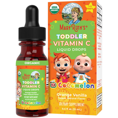 MARYRUTH'S USDA Organic Kids Vitamin C Drops Vegan Vitamin C Immune Support Supplement for Ages 4-13 | Immune Support & Overall Health | Vitamin C from Organic Acerola Fruit Extract | 2oz