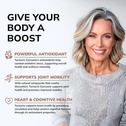 aSquared Nutrition Turmeric Curcumin 1600mg with BioPerine Black Pepper Extract - 180 Capsules with 95% Curcuminoids, 100% Natural Tumeric Root Powder Supplements, Natural Joint Stiffness Relief Pills