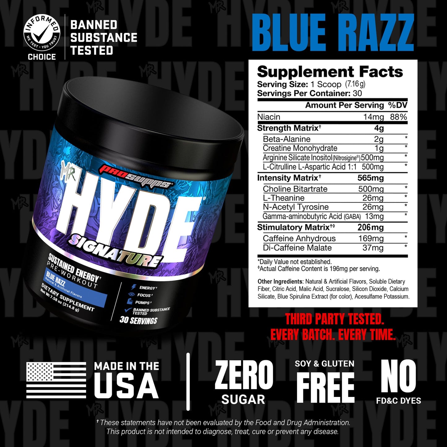 ProSupps Mr. Hyde Signature Pre Workout Powder with Creatine, Beta Alanine & Caffeine - Performance, Energy & Endurance - Clean Fitness & Gym Supplements for Men & Women (Blue Razz, 30 Servings)