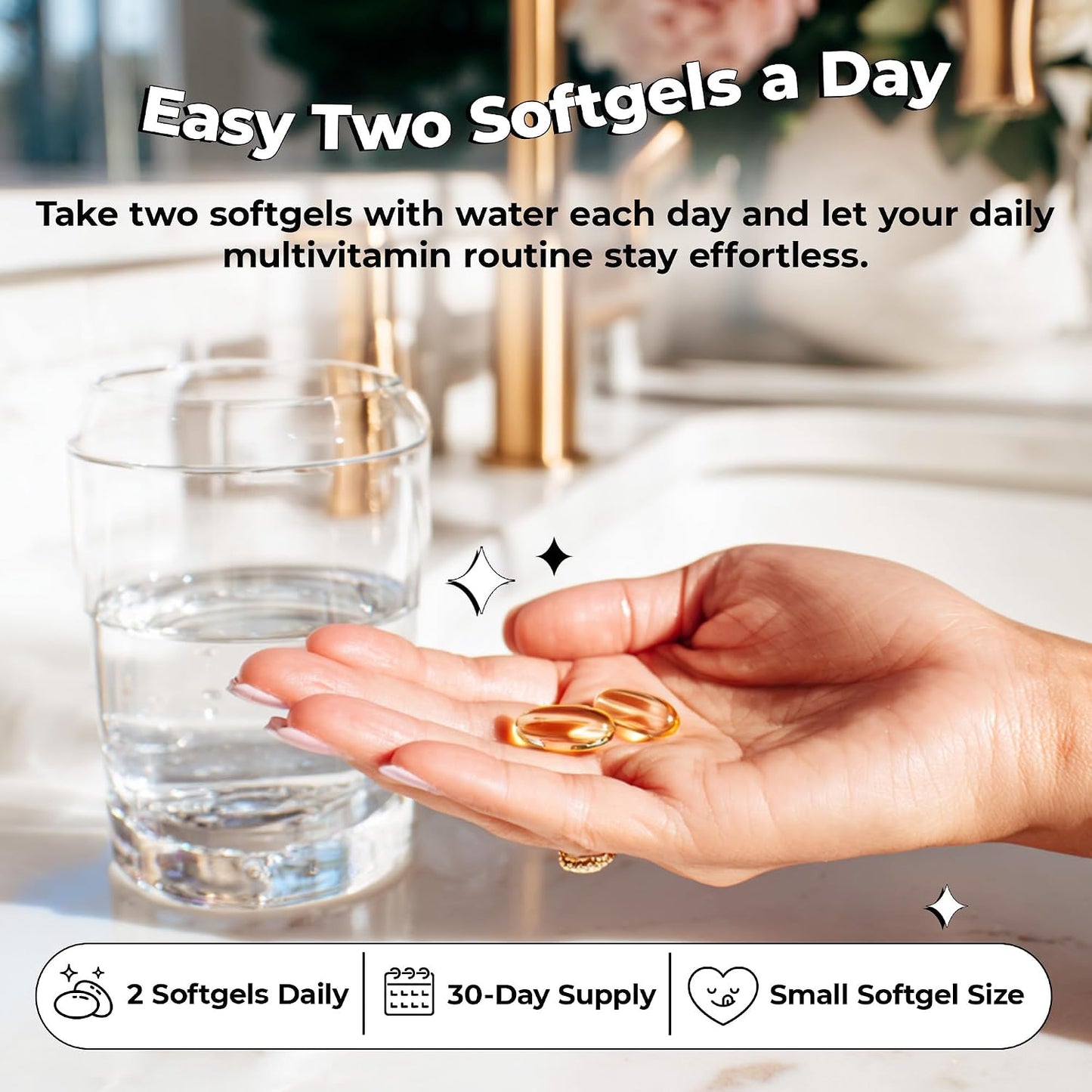 Future Kind 3 in 1 Daily Multivitamin - for Energy, Clarity, Active Wellness Support with B12, D3, and Algal Omega-3 - Essential Vegan Multivitamin for Women & Men - Tiny Citrus Softgels (60 Count)