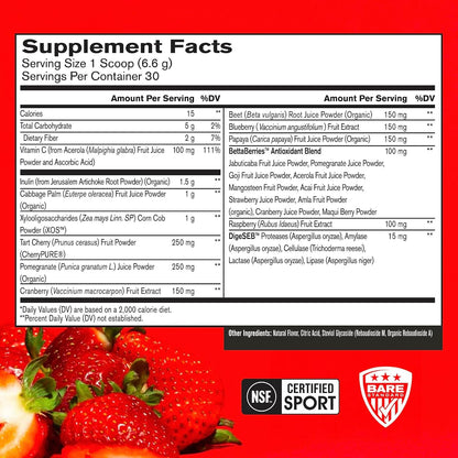BARE PERFORMANCE NUTRITION BPN Strong Greens (Pineapple Coconut) & Reds (Strawberry) Superfood Bundle