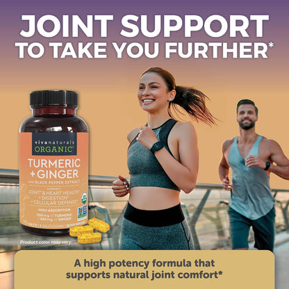 Viva Naturals Organic Turmeric Curcumin Supplement with Black Pepper and Ginger and Elderberry, Vitamin C, Zinc and Vitamin D3 5000 IU Bundle for Joint, Immune Support, Heart, Digestive Health