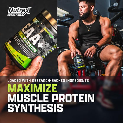 Nutrex Research EAA Hydration | EAAs + BCAA Powder | Muscle Recovery, Strength, Muscle Building, Endurance | 8G Essential Amino Acids + Electrolytes | Strawberry Watermelon 30 Serving