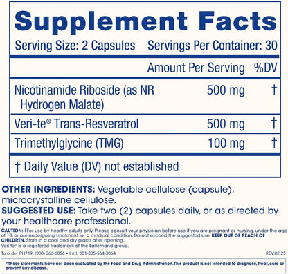 ProHealth Nicotinamide Riboside Pro Complete | 60 Capsules | Comprehensive NAD+ Support | 500mg Nicotinamide Riboside + 500mg Trans-Resveratrol + 100mg TMG Per Serving | USA Manufactured, Lab-Tested