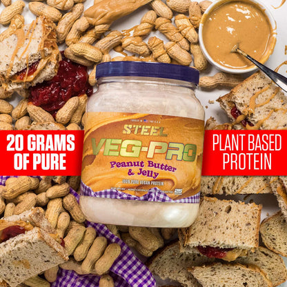 Steel Supplements Veg-PRO | Vegan Protein Powder, Peanut Butter & Jelly | 25 Servings