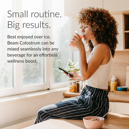 BEAM Unflavored Colostrum Powder I Grass-Fed Pure Whole Bovine Colostrum for Gut Health, Bloating & Immune Support I Non-GMO Recovery Supplement I 3g per Serving I Third-Party Tested I 30 Servings