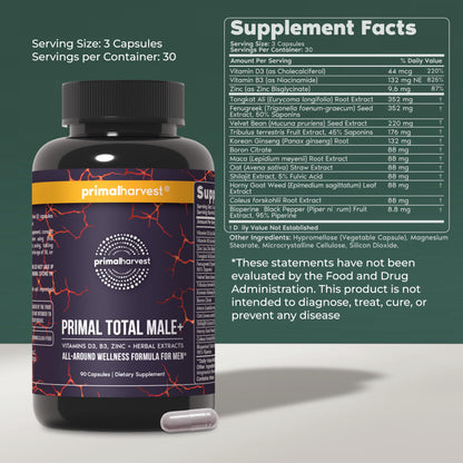 Primal Harvest Total Male+ - Daily Supplement, Dairy & Soy Free, for Men