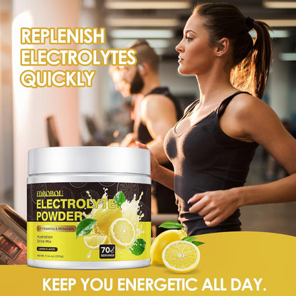 Sugar Free Electrolyte Powder - Lemon Flavor 70 Servings Refreshing Hydration Mix with Potassium, Sodium & Magnesium Fast-Absorbing Hydration Supplement, Gluten-Free, Ideal for Athletes