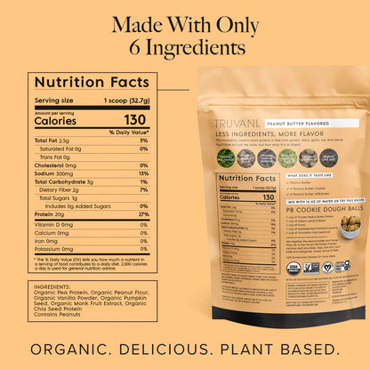 Truvani Organic Plant Based Protein Powder | Vanilla | 18 Servings | Vegan | 20g Pea Protein | Keto | Gluten & Dairy Free | Low Carb | No Added Sugar