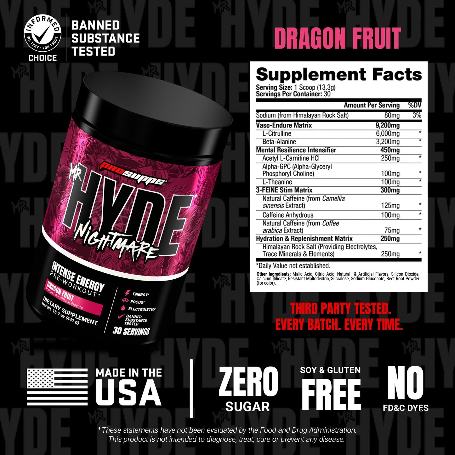 ProSupps Mr. Hyde Nightmare Pre Workout Powder with Caffeine & Beta Alanine - Preworkout for Intense Energy, Mental Focus & Performance - Gym & Fitness Supplements (Black N' Blueberry, 30 Servings)
