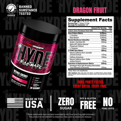 ProSupps Mr. Hyde Nightmare Pre Workout Powder with Caffeine & Beta Alanine - Preworkout for Intense Energy, Mental Focus & Performance - Gym & Fitness Supplements (Black N' Blueberry, 30 Servings)