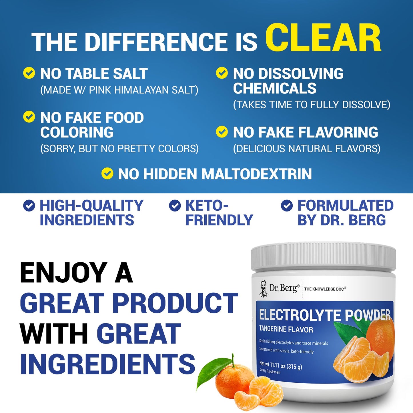 Dr. Berg Zero Sugar Hydration Keto Electrolyte Powder - Enhanced w/ 1000 mg of Potassium & Real Pink Himalayan Salt (NOT Table Salt) - Raspberry & Lemon Flavor Hydration Drink Supplement, 100 Servings