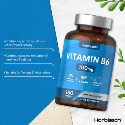 Vitamin B6 100mg | 180 High Strength Tablets | Regulation of Hormonal Activity & Fatigue