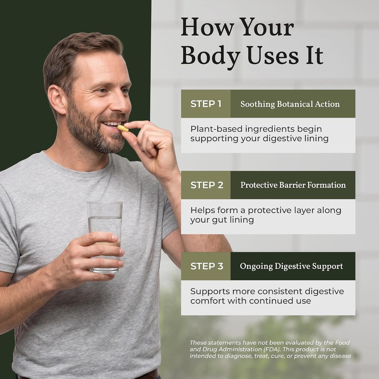 Terra Health Essentials Acid Relief - Daily Digestive Support Supplement for Gut Health & Balanced Digestion - Lemon Balm, Slippery Elm, Aloe Vera, DGL Licorice - Plant-Based & Non-GMO - 60 Capsules