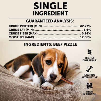 Premium Bully Sticks for Large Dogs - 6 Inch, 10 Bully Sticks - Odor free Natural Beef Pizzle, Long Lasting, Rawhide Free Dog Treats, Highly Digestible - For Dental Health, Training - For Large Breeds