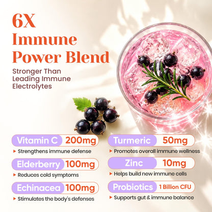 Venture Pal Sugar Free Hydration Packets+Immune-Liquid Daily IV Drink Mix | Electrolyte Powder with 7 Electrolytes & 6 Vitamins, Probiotics + Elderberry | Non-GMO, Keto Friendly, Vegan | 16 Sticks
