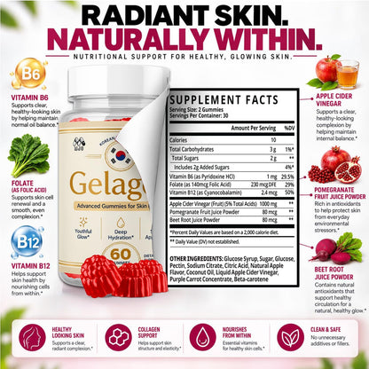 Gelagen Gelatin Gummies , Gelagen Koreana Skin Health 2-Pack , 120 Gummies