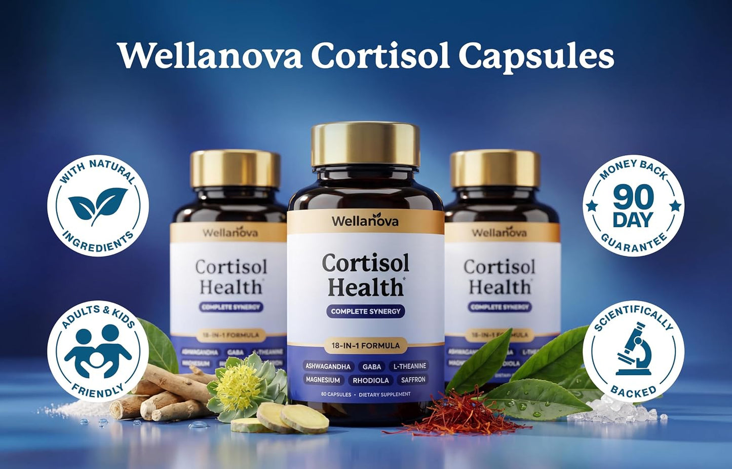 Cortisol Supplement for Women - Cortisol Reducer, Manager & Calm | Hormone Balance for Women | Adrenal Support - with Ashwagandha, Rhodiola, L-Theanine, Phosphatidylserine 60 Capsules