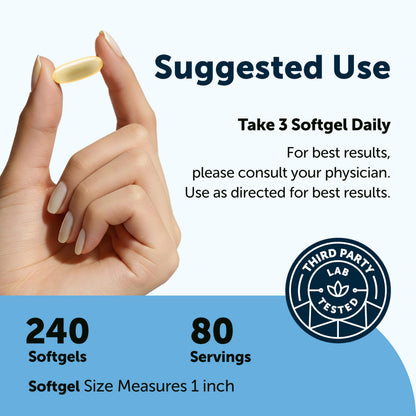 Micro Ingredients Omega 3 Fish Oil Supplements 3,000mg Per Serving, 240 Softgels | Lemon Flavored – Burpless | EPA 540mg + DHA 360mg | Deep Sea Fish