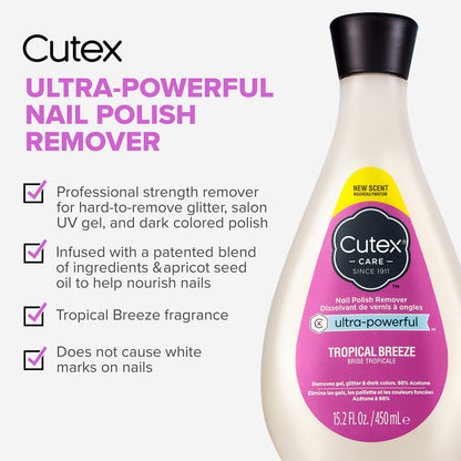 Cutex Gel Nail Polish Remover, Ultra-Powerful & Removes Glitter and Dark Colored Paints