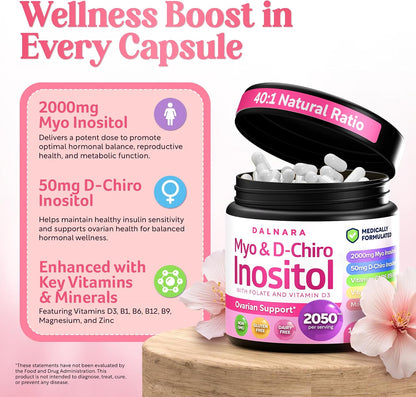 Myo-Inositol & D-Chiro Inositol Supplement for Women 240ct Ideal 40:1 Ratio