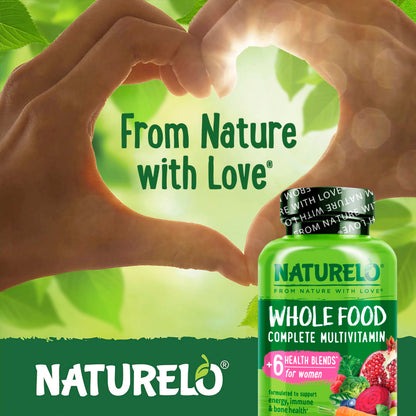 NATURELO Whole Food Multivitamin for Women - with Vitamins, Minerals, & Organic Extracts - Supplement for Energy and Heart Health - Non GMO - 120 Vegan Capsules