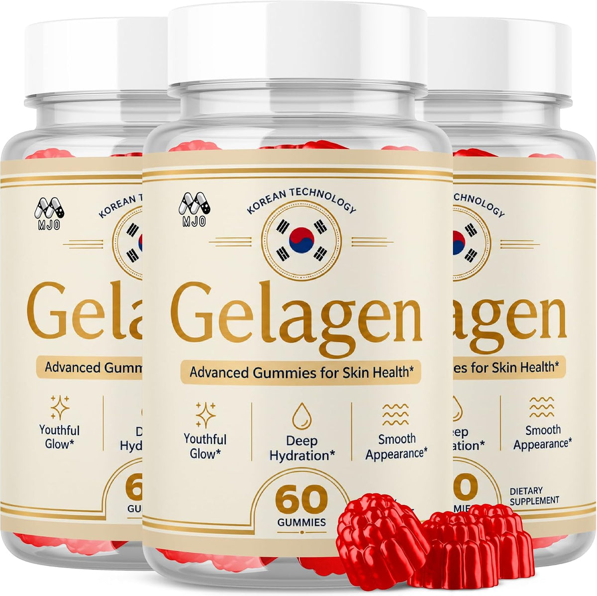 Gelagen Gelatin Gummies , Gelagen Koreana Skin Health 3-Pack , 180 Gummies