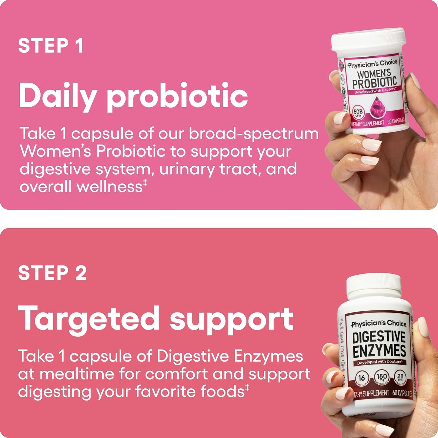 Physician's CHOICE Women’s Starter Bundle: Women’s Probiotic 30ct + Digestive Enzymes 60ct