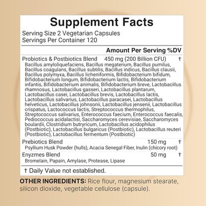 NatureBell Probiotic 200 Billion CFU – 40 Strains Per Serving | 240 Veggie Capsules with Prebiotics and Probiotics – Full Spectrum Complex with Enzymes – Daily Probiotics for Women & Men