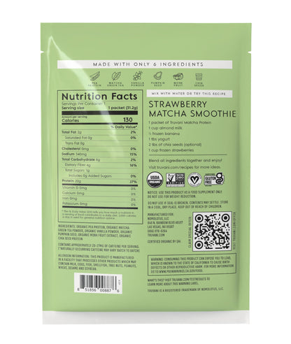 Truvani Organic Plant Based Protein Powder | Vanilla | 1 Serving | Vegan | 20g Pea Protein | Keto | Gluten & Dairy Free | Low Carb | No Added Sugar
