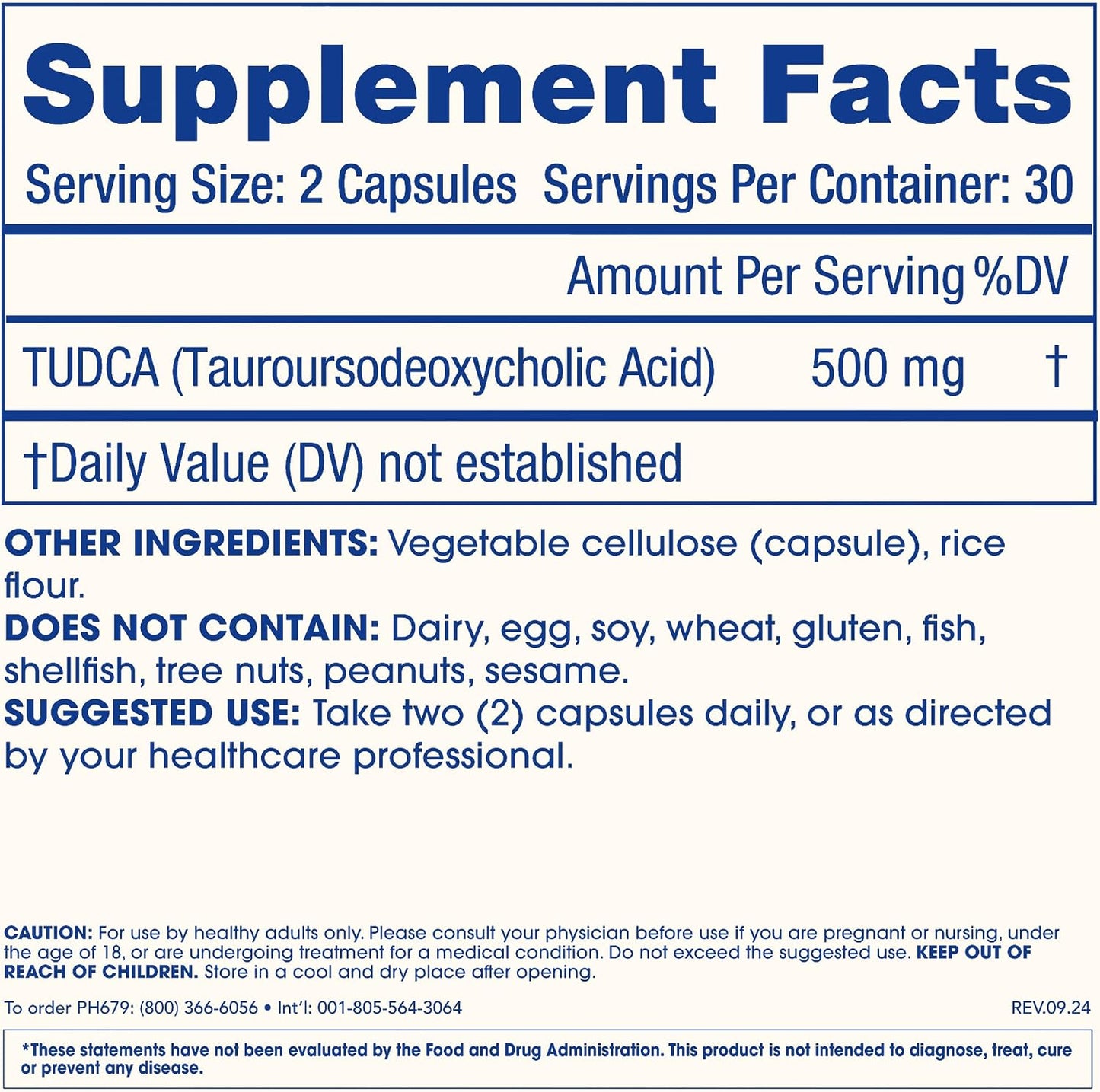 ProHealth Pure TUDCA | Clinically Studied | Third-Party Tested | 500 mg per Serving, 60 Capsules