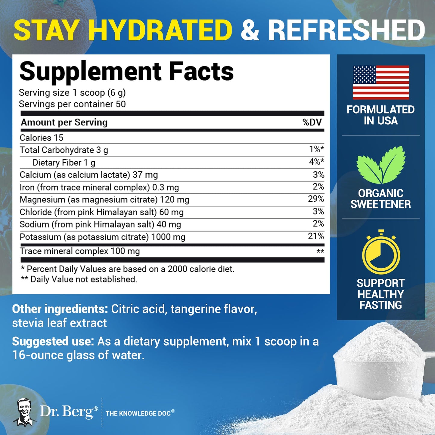 Dr. Berg Zero Sugar Hydration Keto Electrolyte Powder - Enhanced w/ 1000 mg of Potassium & Real Pink Himalayan Salt (NOT Table Salt) - Raspberry & Lemon Flavor Hydration Drink Supplement, 100 Servings