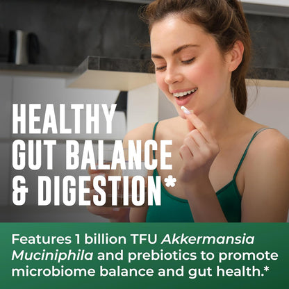 Akkermansia Muciniphila Supplement With Prebiotics, 30 Capsules | 1 Billion CFU With XOS Prebiotic - Supports Gut Health, Mirobiome Balance & Digestive Health - Gluten Free