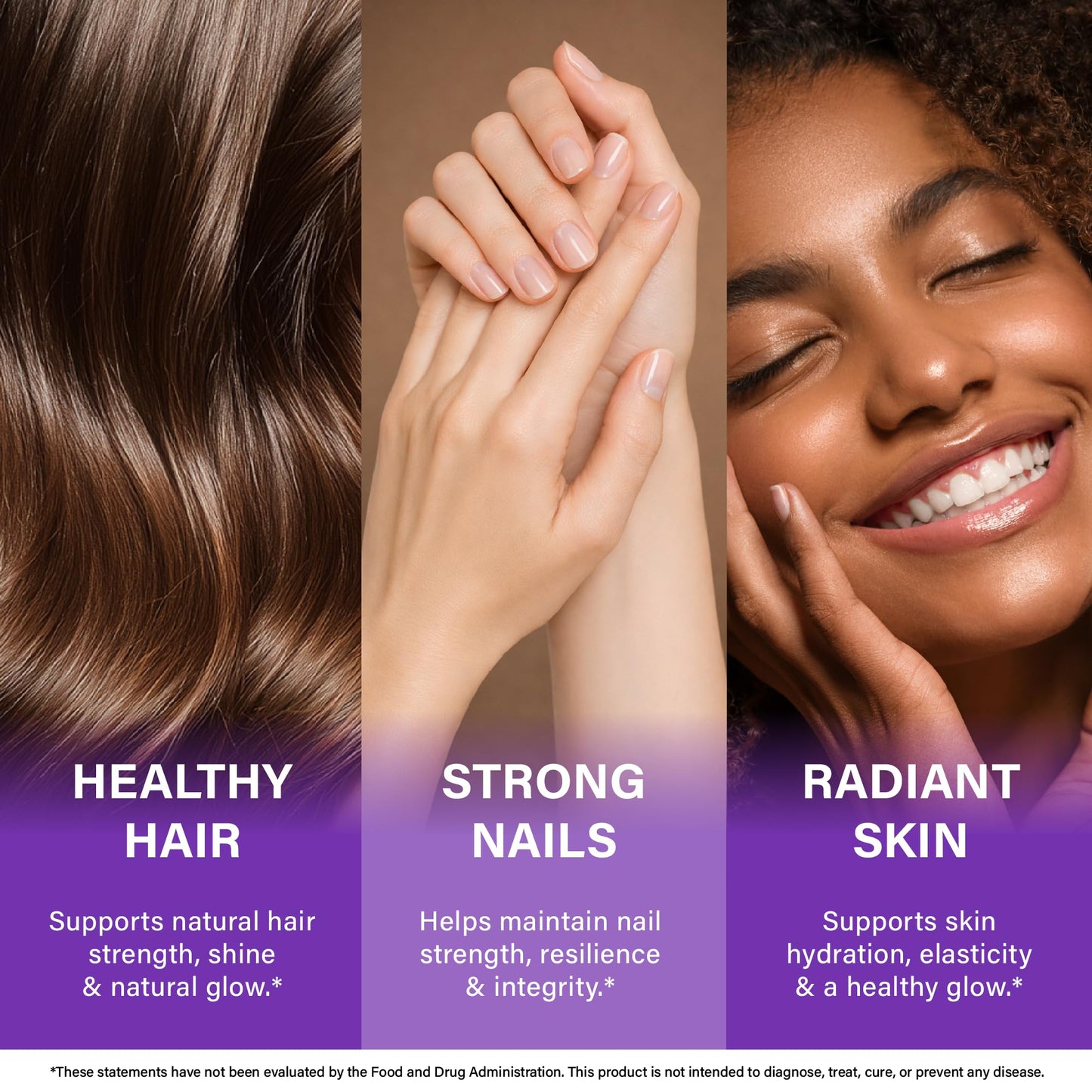 Biotin | Collagen | Hyaluronic Acid | Keratin - Hair Growth & Strength Support Vitamins - Skin & Nails Supplement - Clinically Tested for Men & Women - 25000mcg Vitamins B1, B2, B3, B6 & B7 - 60 Caps
