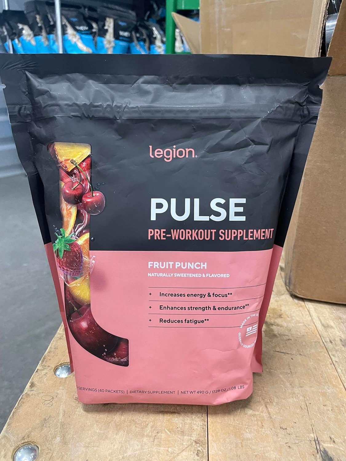 LEGION Pulse Pre Workout Supplement Packets - All Natural Nitric Oxide Preworkout Drink to Boost Energy, Creatine Free, Naturally Sweetened, Beta Alanine, Citrulline, Alpha GPC (Fruit Punch)