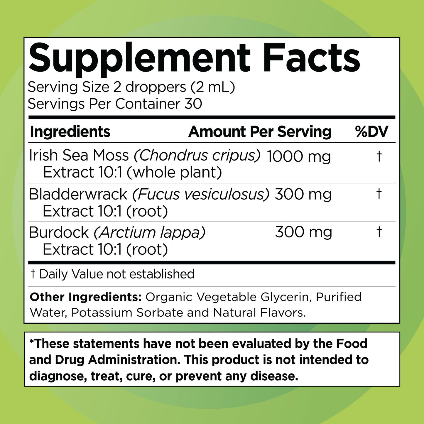 Irish Sea Moss Drops - Citrus Berry Flavor - 92+ Essential Minerals & Vitamins - Energy, Skin, Gut, Recovery - Bladderwrack and Burdock Root - 2 fl. oz