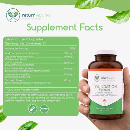 Foundation Formula | Tick Immune Support Supplement | with Japanese Knotweed Root, Cat's Claw, Milk Thistle | Resveratrol Supplement | Non-GMO, All-Natural & Vegetarian, 3 Packs