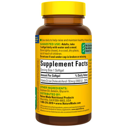 Nature Made Vitamin D3 2000iu 320 Ct. Soft Gels (Packaging May Vary)