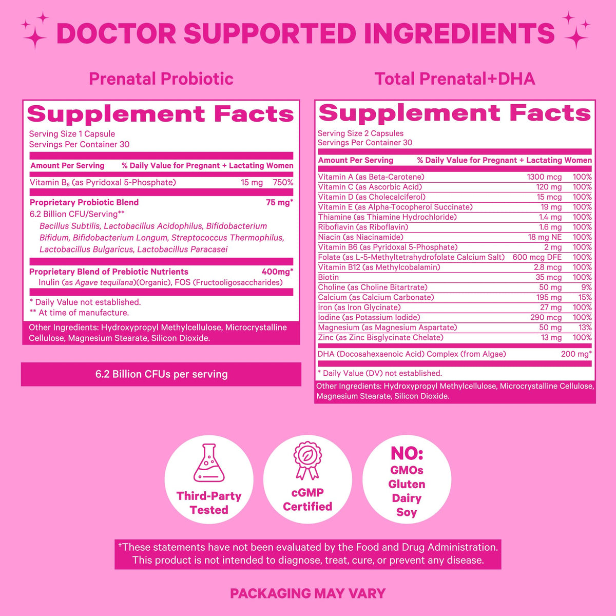 Pink Stork Prenatal Vitamin Duo: Prenatal Vitamins and Probiotics for Pregnant Women