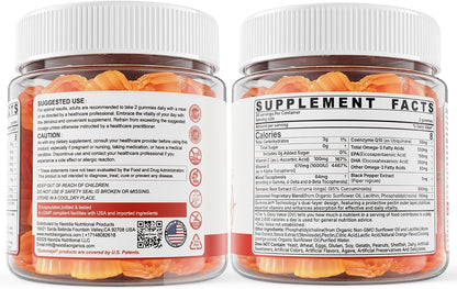 Liposomal Vitamin E Gummies 1000IU - Natural Forms of Vitamin E, with Mixed Tocopherols | 8-in-1 Antioxidant Formula with CoQ10, Omega-3, Vitamin C & Turmeric | for Skin, Eye, Immune & Brain, 1 PACK