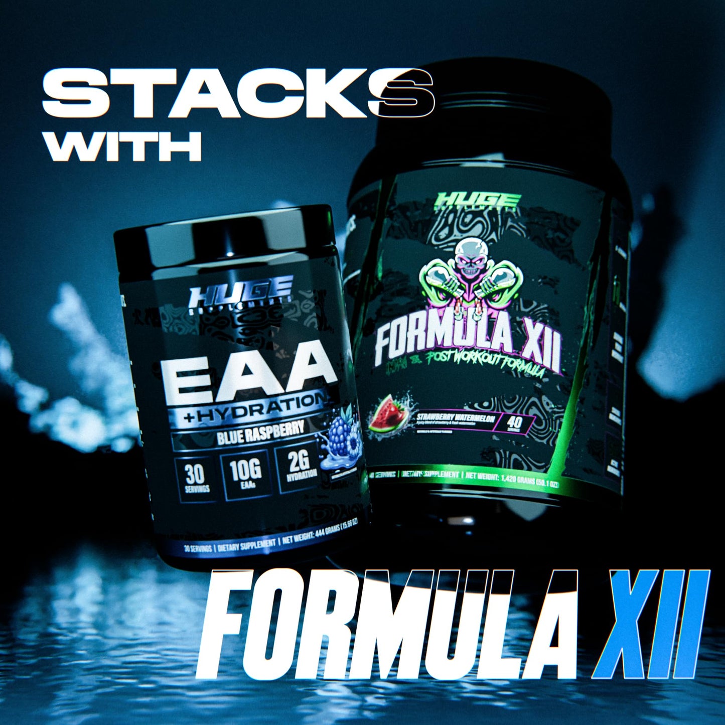 Huge EAA + Hydration, Essential Amino Acids Powder, EAAs & BCAAs, Intra & Post Workout Recovery Powder, Muscle Growth, Recovery & Performance, 10g EAAs & Electrolytes, Kiwi Blueberry, 30 Servings