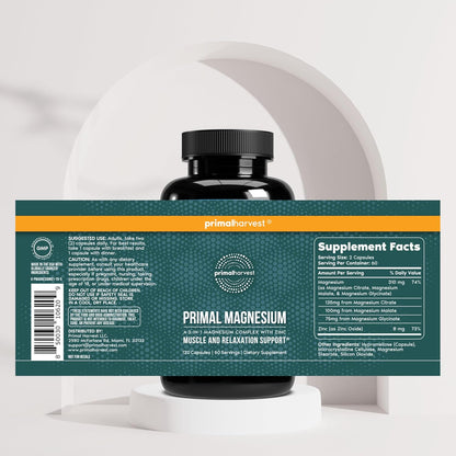 Primal Creatine Powder + Primal Magnesium Capsules Bundle | 2-Pack | Support Muscle Strength, Recovery & Relaxation | 60 Servings