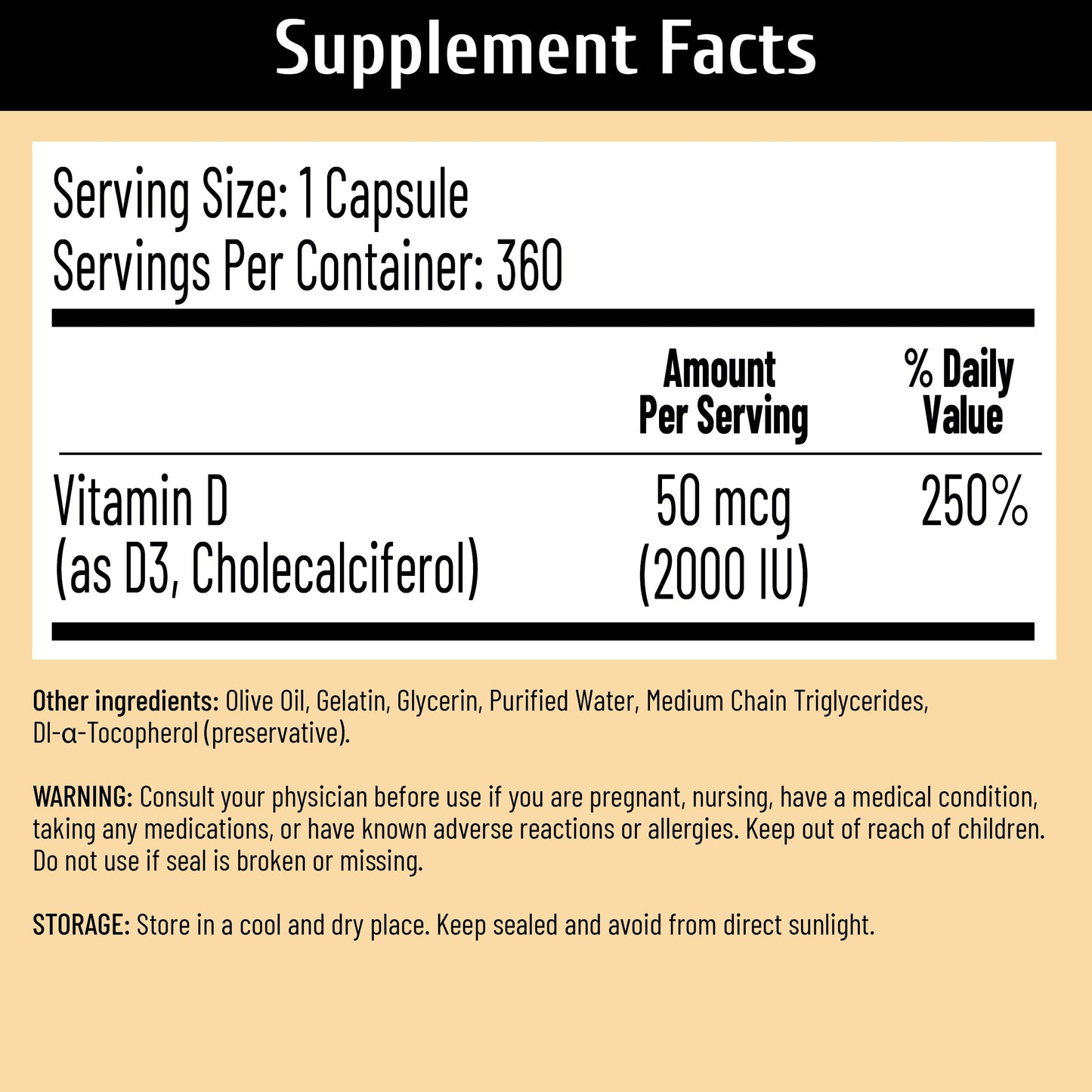 Vitamin D3 5000 IU (125 mcg),360 Day Supply Vitamin D Softgels | USP-Grade Provitas® Softgels with MCT & Olive Oil,High Potency Immune & Bone,Muscle Health Support Supplement,Non-GMO
