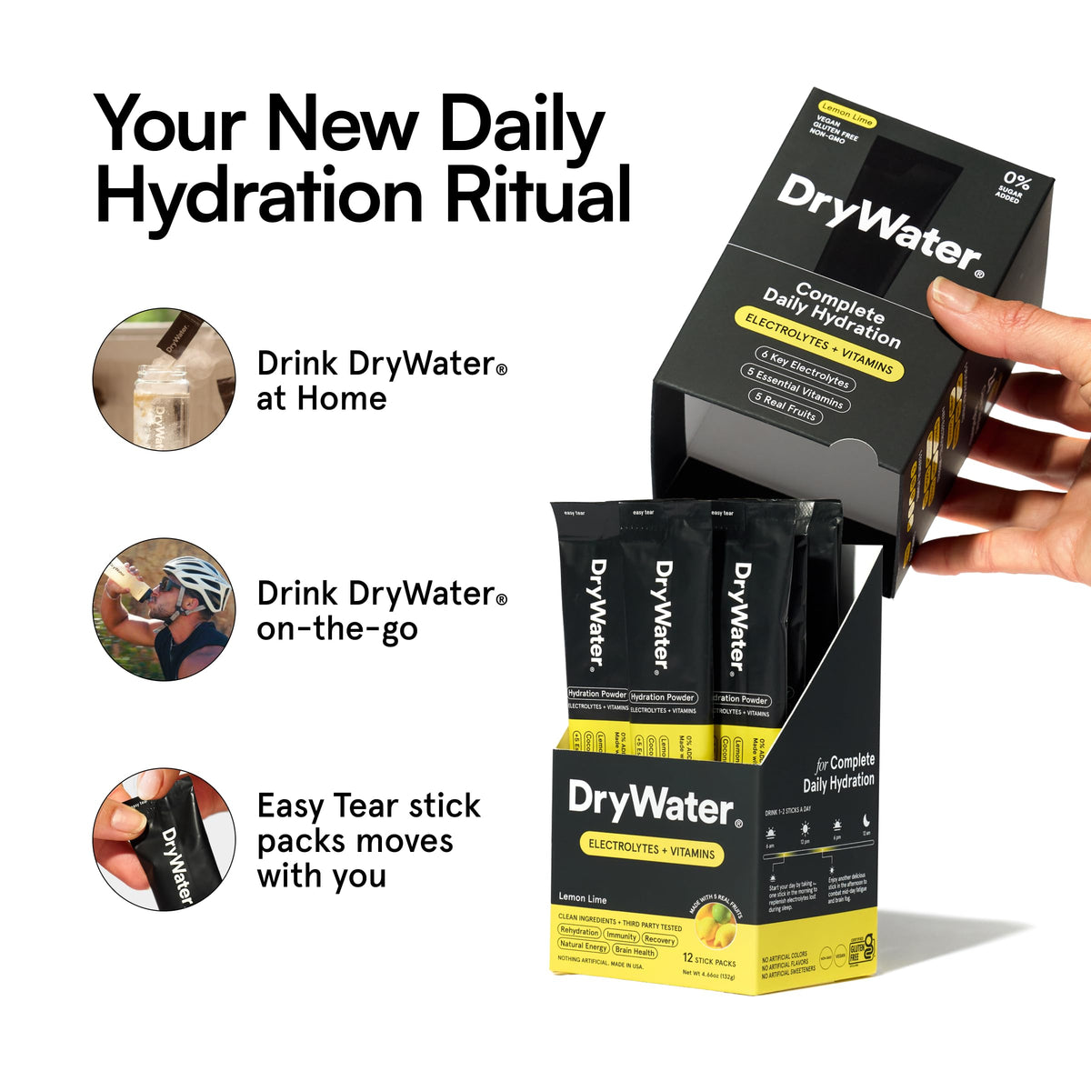DryWater Electrolytes + Vitamins Hydration Packets, Mixed Berry 12 Pack