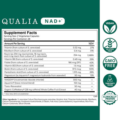 Qualia NAD+ & Qualia Magnesium | Clinically Proven to Boost NAD+ up to 67% | Bioavailable Forms, Including Magnesium Glycinate