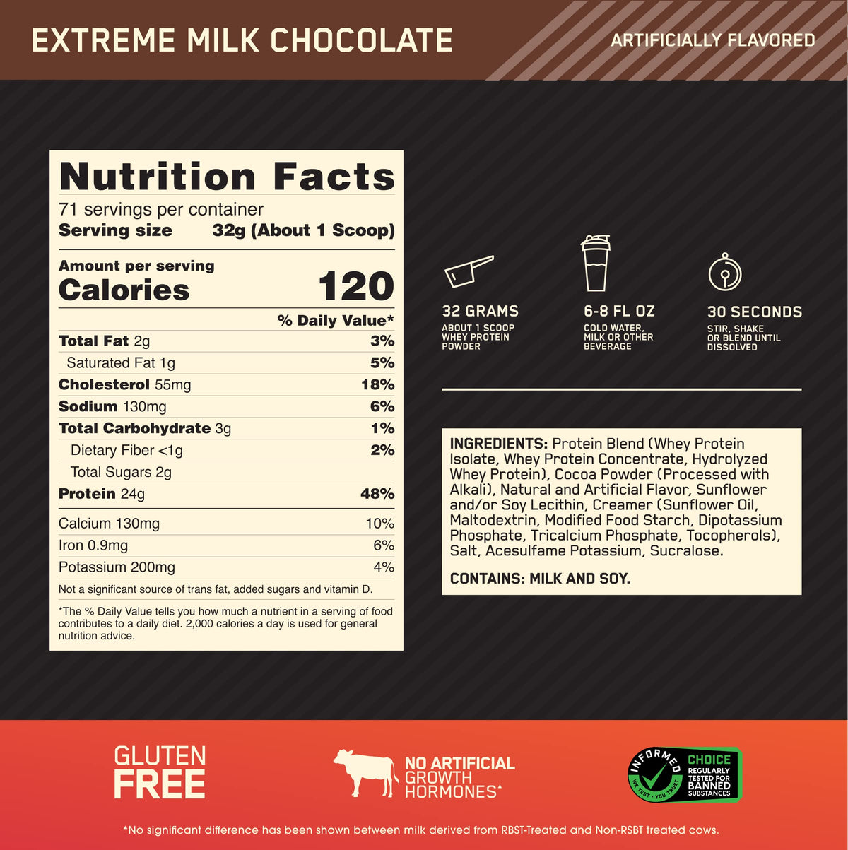 Optimum Nutrition Gold Standard 100% Whey Protein Powder, Extreme Milk Chocolate
