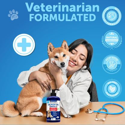Omega 3 Fish Oil for Dogs - Dog Allergy Chews - Itch Relief & Skin and Coat Supplement with Salmon Oil - Hot Spots Treatment - Allergy & Anti Shedding Support - EPA & DHA Fatty Acids - 120 Treats