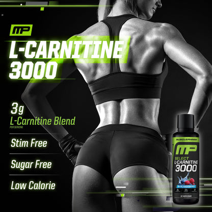 Muscle Pharm L-Carnitine 3000, The Ultimate Liquid L Carnitine Supplement for High-Performance, Supports Metabolism, Hydration & Energy, Zero Sugar, Low Calories, Sour Cherry Flavor, 32 Servings