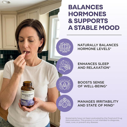 Hormone Balance for Women - Natural Mood Supplement - PMS Relief and Menopause Support | Featuring Clinically Studied KSM-66 Ashwagandha (90 Capsules)
