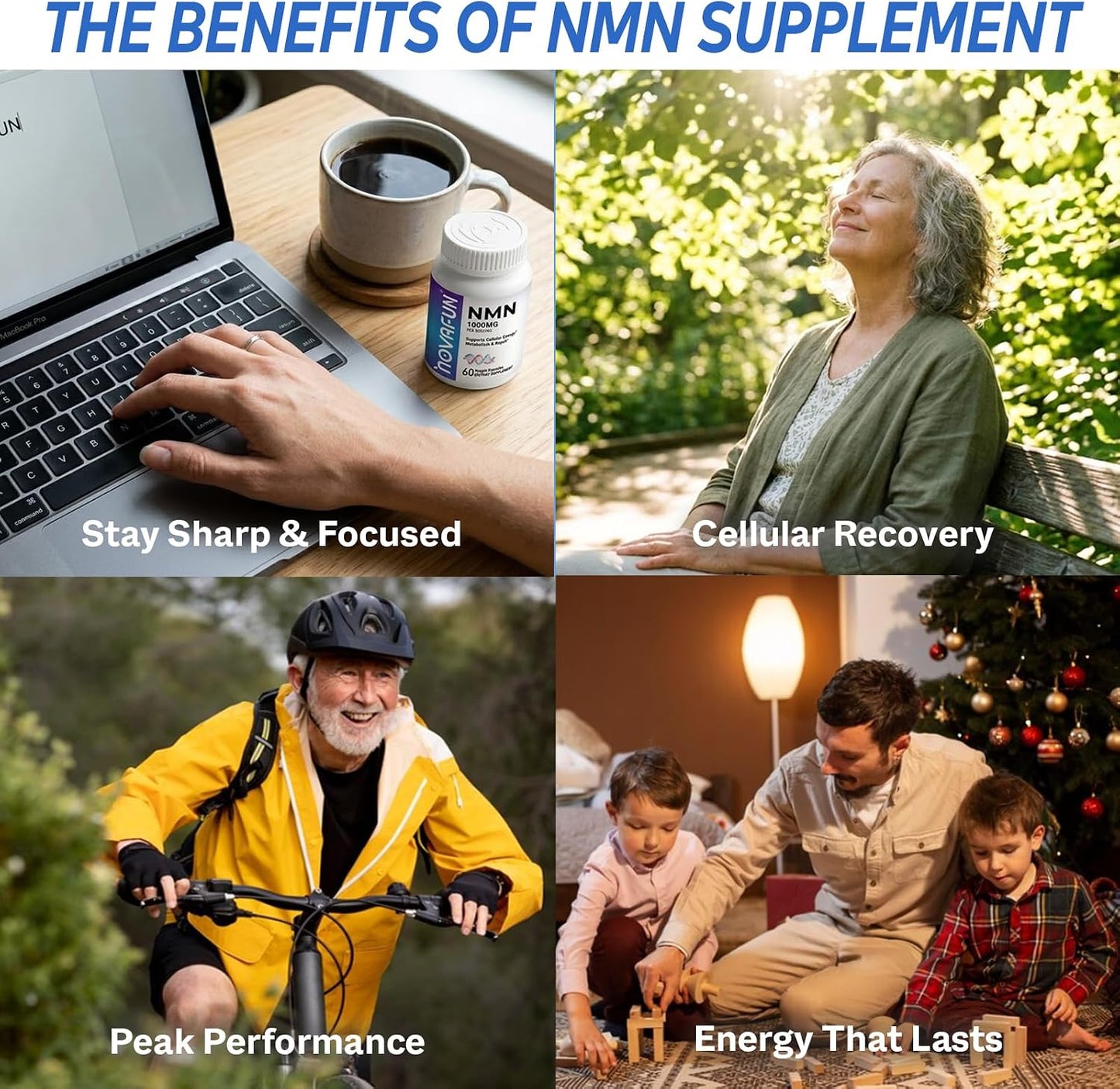 NMN 1000mg Supplement - 99.9% Purity Beta-Nicotinamide Mononucleotide for Men & Women - NAD+ Boost, Healthy Aging & Cellular Energy - 60 Veggie Capsules